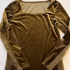 Sundance catalog bronze Velvet Long Sleeve Top small